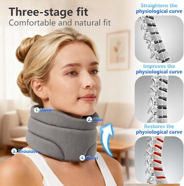 Підтримка шиї від болю в шиї, підтримка шиї проти хропіння, шийний бандаж для сну та щоденного використання, м&39який регульований пінопластовий шийний бандаж, зняття тиску на хребті, для чоловіків та жінок