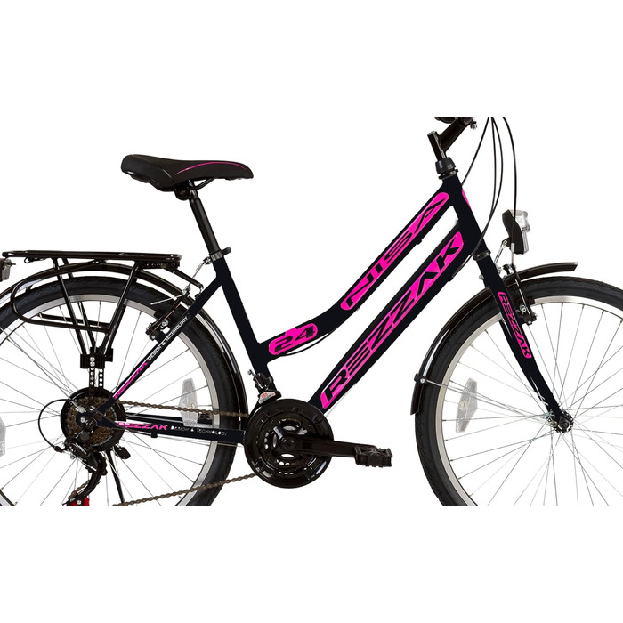Дюймовий міський велосипед для дівчаток, дитячий велосипед, 21 передача, чорний та рожевий, 24-