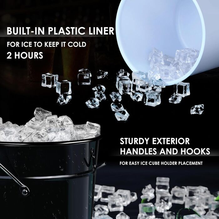 Відро для льоду tchrules з кришкою та щипцями для льоду, відро з подвійною ізоляцією з нержавіючої сталі, аксесуар для бару Мімоза