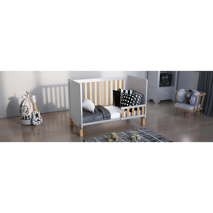 Дитяче ліжечко/спальне місце Love For Sleep 120x60 см з поролоновим матрацом Aloe Vera White-Pine Francis Дитяче ліжко Baby Bed Wood - Дитяче ліжко Дитяче ліжко, Розкладне ліжечко Дитяче ліжко White-Pine з матрацом