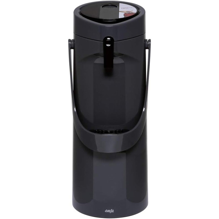 Термос Emsa 515706 з насосом Ponza, ємність 1,9 л, ізольована чашка, важіль тиску, знімний піддон для крапель, антрацит