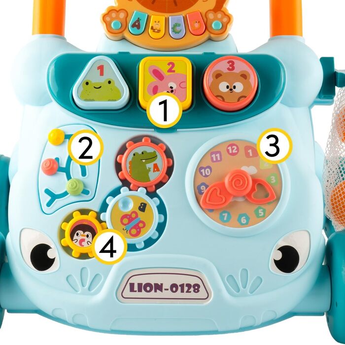 Дитячі ходунки MalPlay, іграшкові ходунки, багатофункціональна іграшка для малюків, іграшкові ходунки для дітей, музичні ходунки для активності