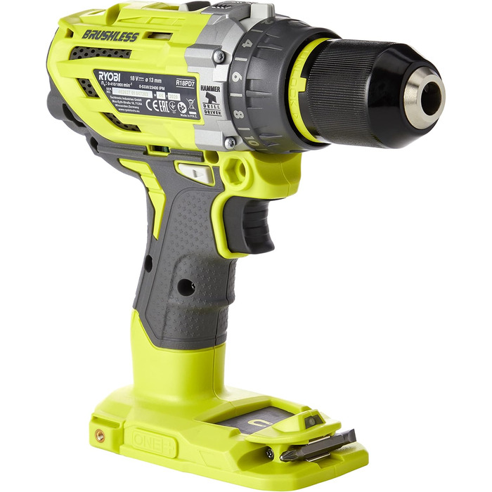 Акумуляторний ударний дриль-шуруповерт Ryobi (18 В, функція ударного свердління, без акумулятора, швидкозатискний патрон, світлоді