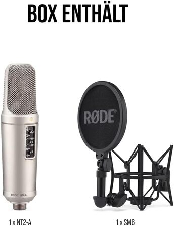 �DE NT2-A Універсальний конденсаторний мікрофон з великою діафрагмою зі змінною полярністю, попереднім ослабленням і фільтром висо