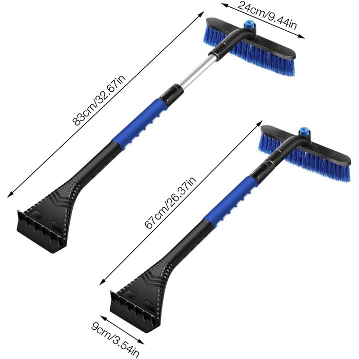 В 1 скребок для льоду Яєчний віночок, автомобільна розсувна щітка для яєць, скребок для морозива Снігова щітка для легкового автомобіля вантажівки SUV MPV Засіб для видалення льоду з лобового скла (чорний і синій), 3