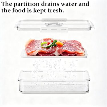 Коробка для зберігання сиру та ковбаси для холодильника, комплект з 2 шт. коробка Deli з лотком для зливання рідини та таймером, герметична, штабелюється та прозора, ідеально підходить як коробка Deli для сиру та ковбаси в холодильнику