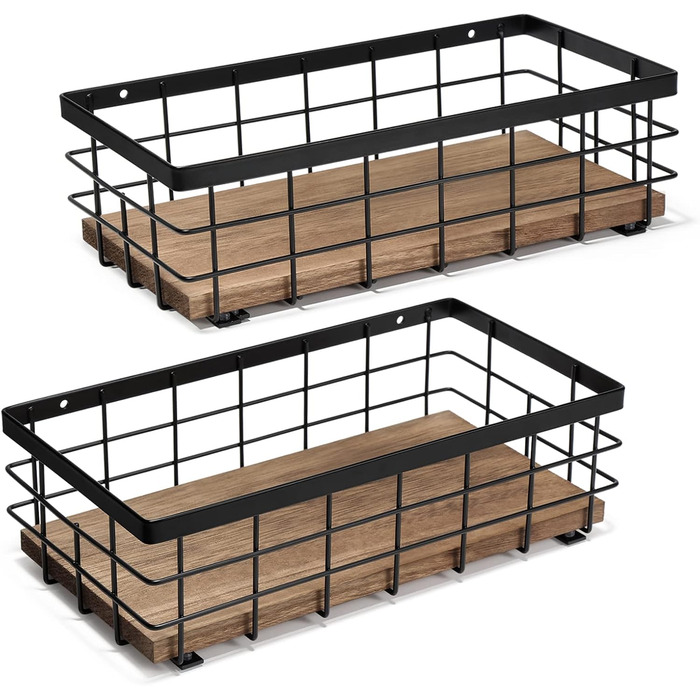 Невеликий металевий кошик, декоративний дерев&39яний органайзер для ванної кімнати, кухні, кошик для зберігання туалетного паперу, пакетика цукру, кавового сиропу, рушника для гостей, серветки (2 шт., колір дерева) чорний