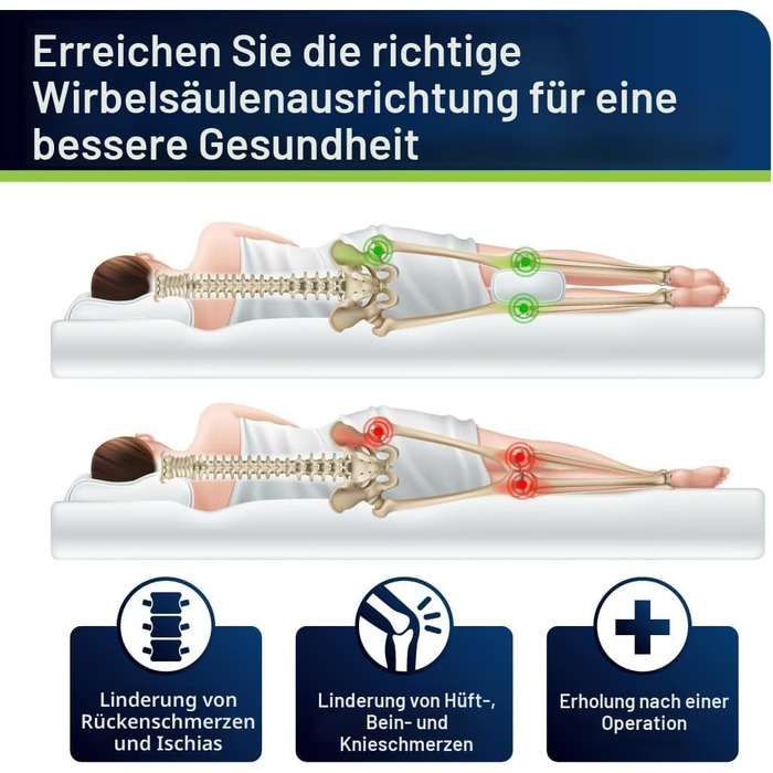 Медично розроблена подушка для колін - Ортопедичний клин з піни з пам&39яттю форми для сну на боці, ішіасу, болю в попереку - Подушка для ніг для сну на боці - включаючи медичний посібник, білий