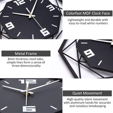 Настінний годинник VIVILINEN без цокання кований настінний годинник МДФ сучасний кварцовий годинник на батарейках безшумний для ві