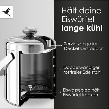 Форма для кубиків льоду Beyond з кришкою та щипцями 100 без бісфенолу А з нержавіючої сталі - охолоджувач для кубиків льоду, з под