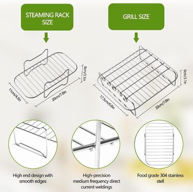 Аксесуари для фритюрниці Lifemaison 8PCS для Tefal EY9018 5.2/3.1 L, Cecotec Cecofry DuoSize 9 л 5.5/3.5 л, Salter EK5729, два розміри з подвійними ящиками, подвійні аксесуари з силіконовою формою для фритюрниці Black