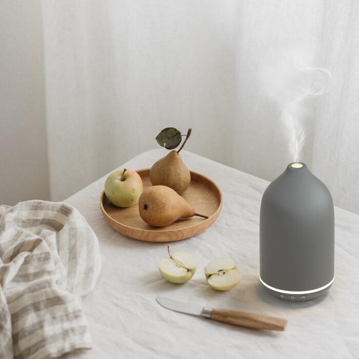 Аромадифузор SALKING, сірий керамічний дифузор для ефірних олій, ароматерапевтичний дифузор без бісфенолу А з регульованим режимом туману, ароматична лампа з автоматичним вимкненням для домашнього офісу йоги 150 мл