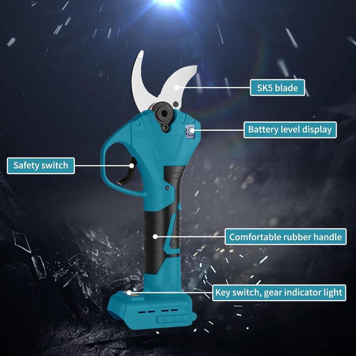 Професійні акумуляторні сучкорізи, сумісні з акумуляторами Dewalt 18V (акумулятор не входить до комплекту), з РК-дисплеєм та імпортними сталевими лезами SK5. Для гілок, кущів та стовбурів.