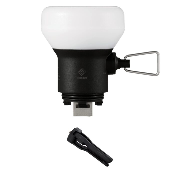 Світлодіодна панель для кемпінгу ELECOM NESTOUT з міні-штативом, регульована яскравість, живлення від USB, водонепроникність IP44, 30-1000 люмен, портативний ліхтар для зовнішнього акумулятора, лампа, чорна