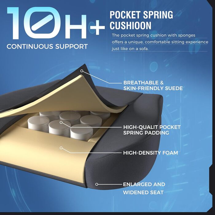 Ігрове крісло GTPLAYER, Дихаюче офісне крісло, Ергономічне офісне крісло, Високоякісна тканина, Ергономічне крісло для ПК, Регульована на 160 спинка та Розсувна підставка для ніг, Світло-сірий, Великий