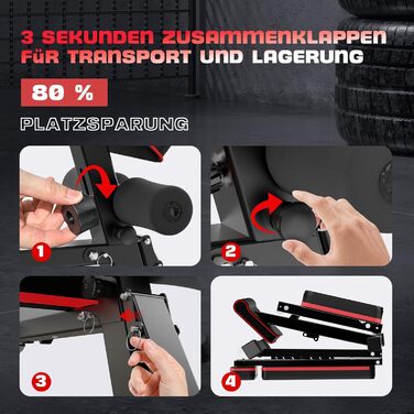 Складана багатофункціональна силова лава, регульована спинка в 7 положеннях/регульована подушка сидіння в 3 положеннях, вантажопідйомність 400 кг, регульований кут нахилу для тренувань вдома або в спортзалі