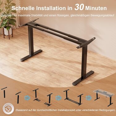 Електричний стіл Homall з регулюванням висоти та 2 двигунами, електричний стіл до 100 кг, 2-етапний телескопічний, рама столу з пам&39яттю налаштувань, функція захисту від зіткнень, чорний