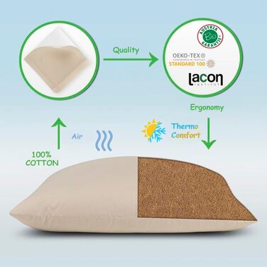 Подушка з проса, ергономічна, дихаюча, м&39який бавовняний стьобаний чохол, подушка для шиї з органічним наповнювачем, 30 x 40 см