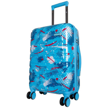 Валіза-тролей Cespara з твердим корпусом для ручної поклажі, з сучасним малюнком - колір світло-блакитний - розмір M