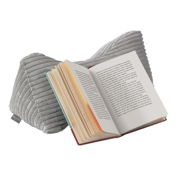 Затишна подушка для читання Traumnacht з чохлом з високоякісного вельвету Lincoln, 40 x 20 см, можна прати, сіра, сертифікована Oeko-Tex, виготовлена за німецькими стандартами якості. Сіра/Вельветова подушка для читання