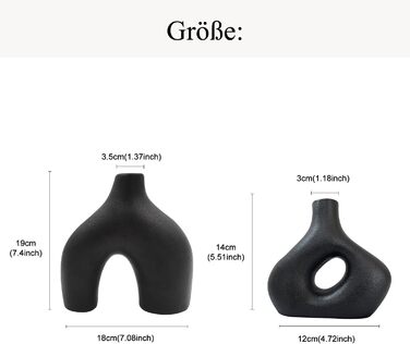 Чорна керамічна ваза Набір з 2 подвійних гірських ваз для сучасного декору в стилі бохо скандинавського мінімалізму - вази для віт