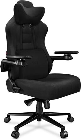 Офісне крісло Геймерське крісло Чорне - Геймерське крісло з подушкою з піни з ефектом пам&39яті з велюру - Тканинне геймерське крісло з підлокітниками D-Cross - Геймерське крісло з безшумними гумовими колесами - Комп&39ютерне крісло 150 кг Чорне тканинне 