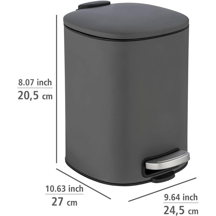 Косметичне педальне відро для сміття WENKO Mod. Alassio, відро для сміття об'ємом 5 літрів, високоякісне відро для сміття для ванн