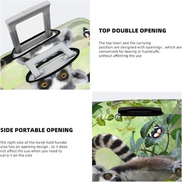 Чохол для багажу Лемур з принтом, еластичний захист від подряпин та пилу, чорний, розмір 90