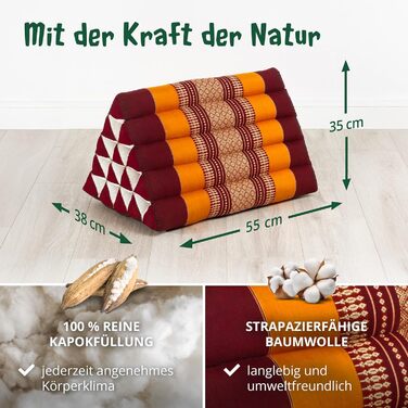 Надзвичайно висока подушка для спини livasia - 38x55x35 см - Трикутна подушка для саду та балкону, клиноподібна подушка з капоком, подушка для підтримки ніг, ручної роботи, подушка для медитації (помаранчева)