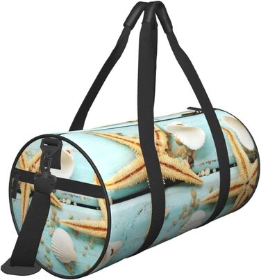 Дорожня сумка-циліндр Морська хвиля, блакитне дерево на пляжному пейзажі, спортивна сумка для чоловіків та жінок, сумка-мішок, спортивна дорожня сумка