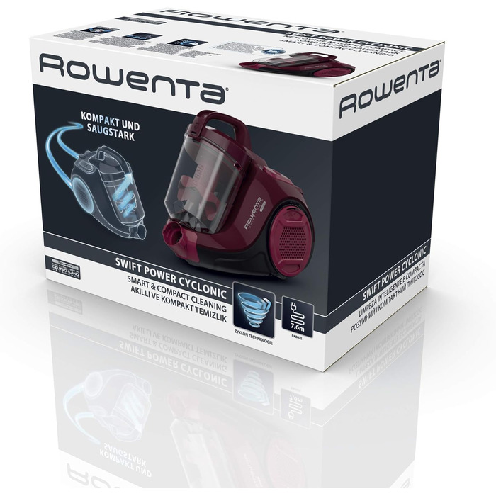 Безмішковий пилосос, 1,2 л, паркетна щітка RO2933EA, чорний/темно-червоний