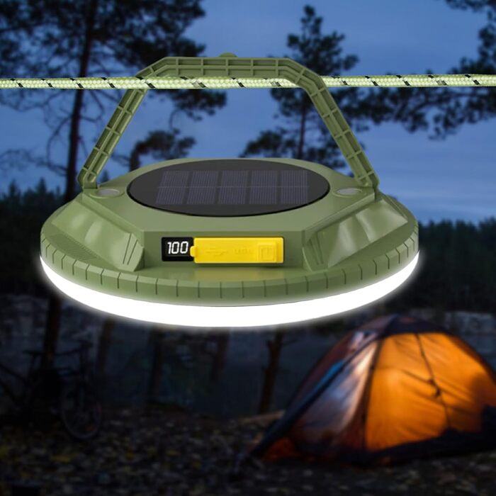 Ліхтарі для кемпінгу, сонячні ліхтарі для виживання 1600 люмен, водонепроникний портативний кемпінговий ліхтар для саду, двору, патіо, балкона, пішого туризму, походів, зелений