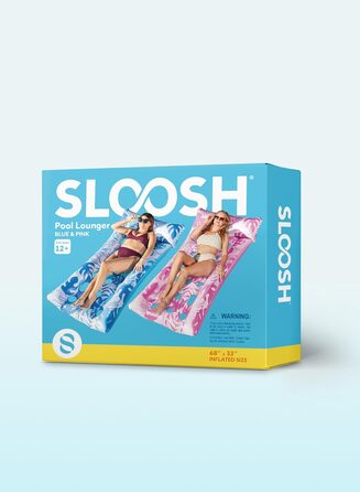 Надувні плоти для басейну Sloosh, 2 поплавці для басейну XL, шезлонг із підголівником для дорослих, плаваючий килимок, пліт для озера, пляжу, басейну, водні розваги (синій, рожевий)