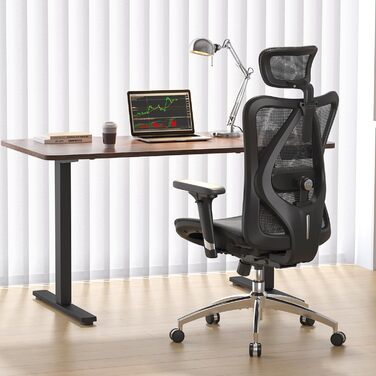 Ергономічне офісне крісло SIHOO M57, крісло керівника з 3D-регульованими підлокітниками та поперековою опорою, високою спинкою з приємної на дотик сітки, робоче крісло з вантажопідйомністю до 150 кг/330 фунтів (чорне)