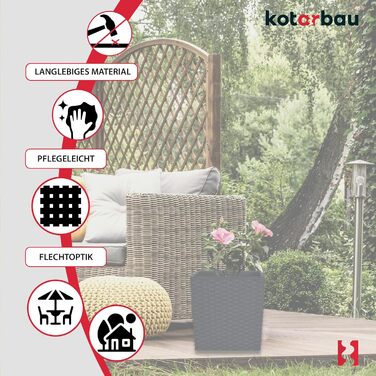 Горщики для квітів 9,8 л Висота 23 см Антрацит Пластиковий горщик для рослин з внутрішнім горщиком Набір горщиків для квітів під р