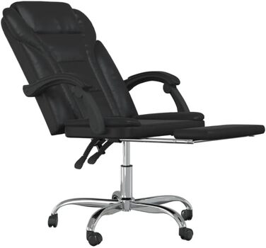 Ігрове крісло, офісне крісло, ергономічне з функцією відкидання, чорна штучна шкіра, регульована спинка 90-170, ігрове крісло, регульоване та поворотне