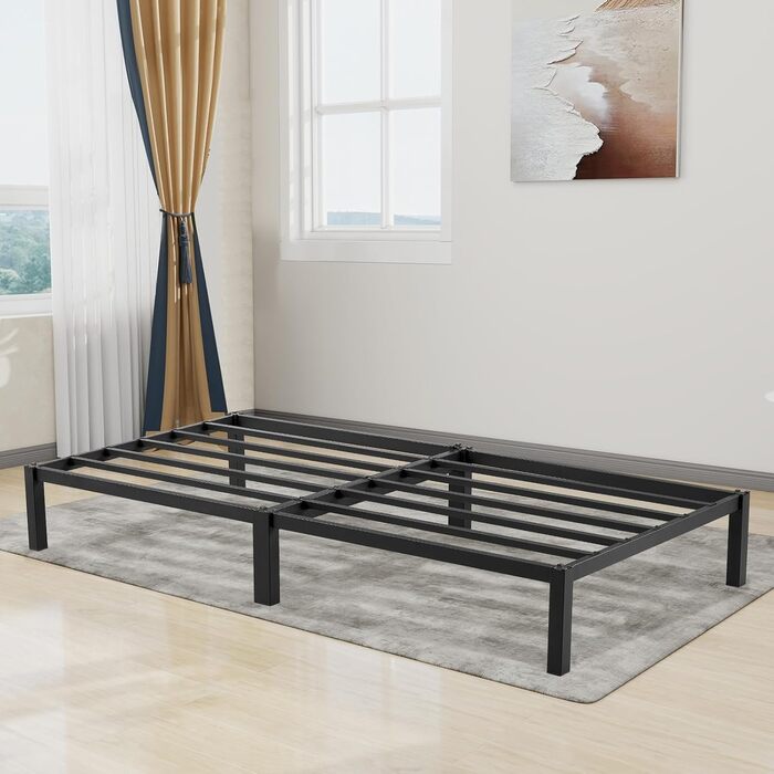 Каркас ліжка 90 x 200, каркас ліжка з місцем для зберігання під ліжком, металеве ліжко, односпальне ліжко - чорне односпальне ліжко 90 x 200 см