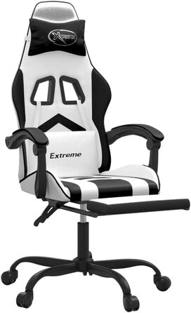 Ігрове крісло з підставкою для ніг, крісло для ПК, ігрове крісло, крісло для геймерів, крісла для домашнього офісу, крісла для ігор, комп&39ютерне крісло, крісло для PlayStation, біла та чорна штучна шкіра