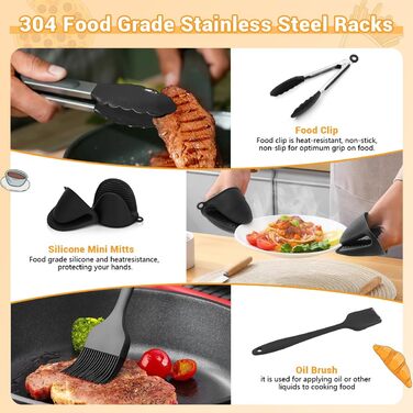 Аксесуари для фритюрниці Viriech із силіконовою формою, аксесуари для багаторазової фритюрниці з 8 частин Силіконова форма для фритюрниці з шампурами Масляна щітка Затискач проти опіків для фритюрниці