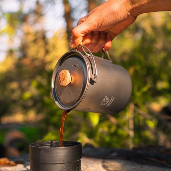 Кавоварка Bestargot French Press Titanium для кемпінгу, титанова чашка-горщик об&39ємом 750 мл макс. для активного відпочинку та кемпінгу, надлегкий кемпінговий посуд, 188 г для бушкрафту та подорожей, титановий тип 1-750 мл з кавовим фільтром