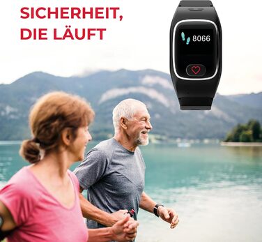 Годинник James B8 для екстрених випадків та безпеки для людей похилого віку GPS, виявлення падіння, кнопка SOS, монітор серцевого ритму, функції для здоров&39я, сімейний додаток, гучний будильник чорний/білий вкл. SIM-картку та 2 місяці безкоштовного тари