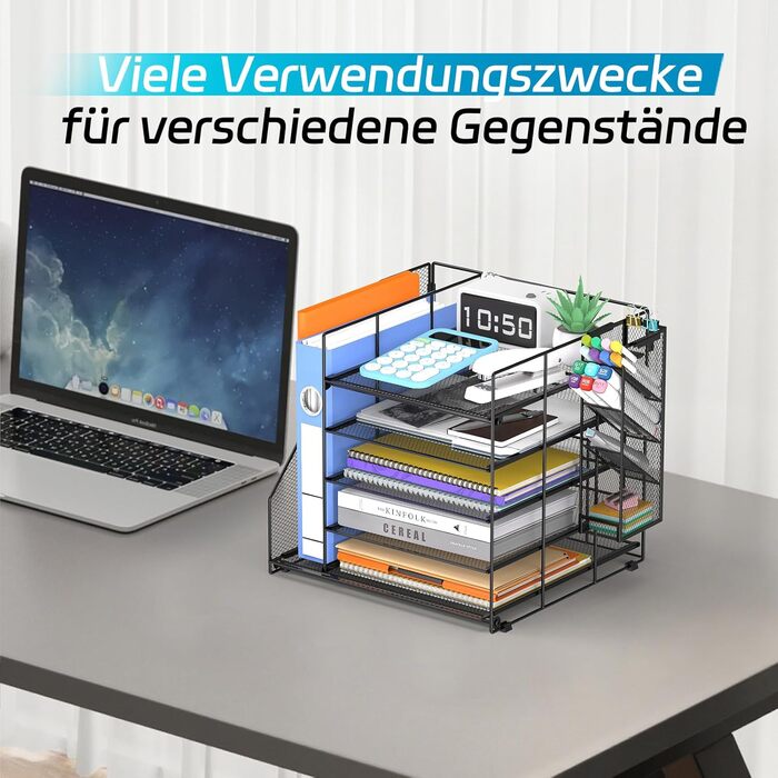 Органайзер для столу та аксесуари, 5-рівневий багатофункціональний тримач для ручок з шухлядою та відділеннями для зберігання, для офісу, школи, дому