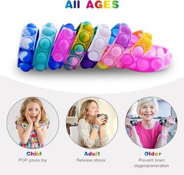 Браслет Ainiv Pop, 8 шт. Pop Push It, іграшка-браслет Pop Bubble Fidget, дитячий набір браслетів, набір іграшок Fidget, простий бр