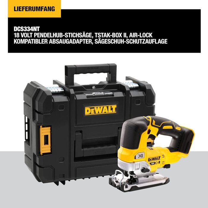 Акумуляторний маятниковий лобзик DEWALT (18 В, безщітковий, з повітряним охолодженням, регульованою литою алюмінієвою колодкою, 3-