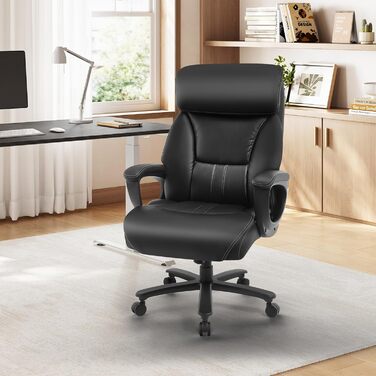 Офісне крісло WOLTU, крісло керівника, 150 кг, ергономічне велике комп&39ютерне крісло, офісне крісло з підголівником для офісу, ігрової кімнати або конференц-залу, штучна шкіра, чорний колір