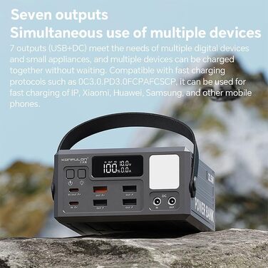 Павербанк зі швидкою зарядкою, потужністю 22,5 Вт від зарядного пристрою Konfulon (USB C, A, вхід і вихід постійного струму), PD3.