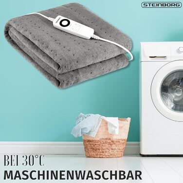 Електрична ковдра з підігрівом Steinborg з автоматичним вимиканням 150 x 80 см Таймер на 6 годин Можна прати в пральній машині при 30C 6 налаштувань температури Дистанційне керування Ковдра з підігрівом Підковдра з підігрівом Ковдра з підігрівом