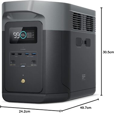 Портативна електростанція EF ECOFLOW DELTA 2 Max 2048 Втгод, акумулятор LFP 3000 циклів, заряд 80 &lt1 год, сонячний генератор для дому, кемпінгу, незначні дефекти упаковки, продукт невикористаний (відновлений)