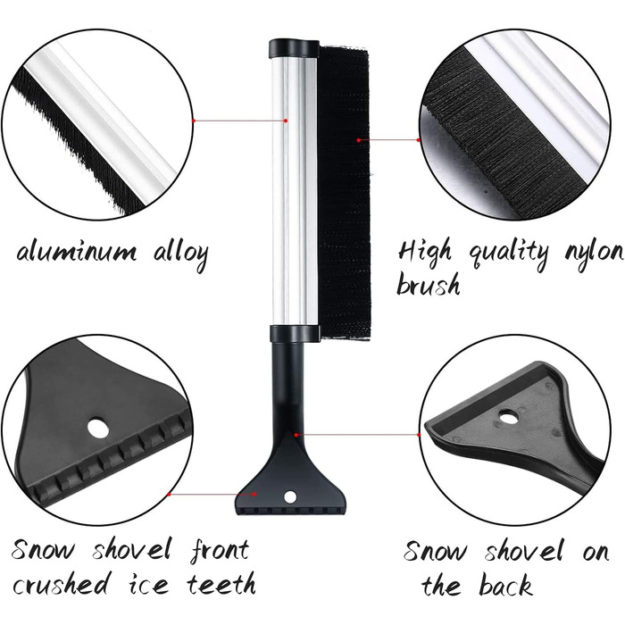 Автомобільна мітла для яєць зі скребком для льоду, зимова мітла, автомобільний скребок для льоду, щітка для снігу 2-в-1, скребок для льоду з мітли, для лобового скла та вікна автомобіля, підходить для вантажівки та позашляховика