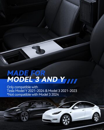 Аксесуари LANTU 3 шт. для Tesla Model Y 2021-2024 та Model 3 2021-2023, органайзер для центральної консолі, підлокітник для зберігання та прихований ящик для зберігання (не для Model 3 2024)